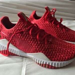 Puma Red Mesh Sneakers with White Accents